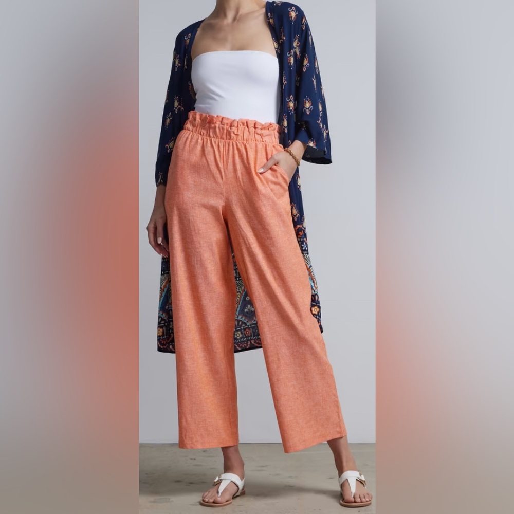 NY & Co. Border-Print Open-Front Kimono